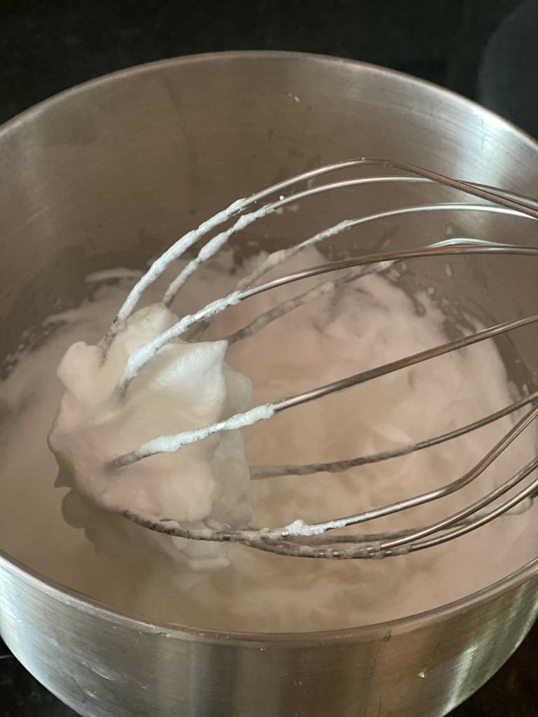 Egg whites whipped until stiff