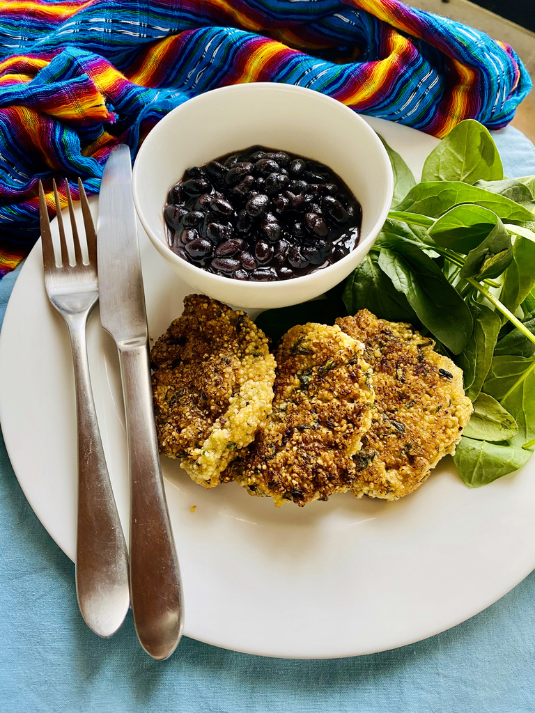 Plated amaranth fritters