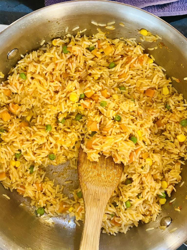 Authentic Mexican Red Rice in pan