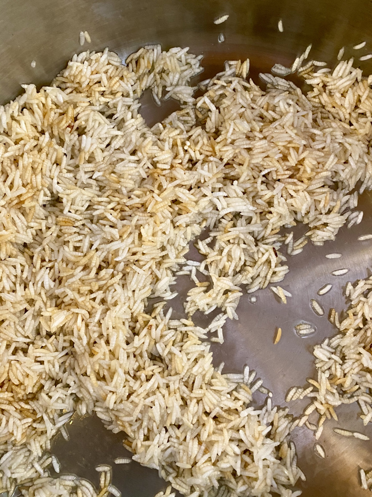 Rice fried to golden