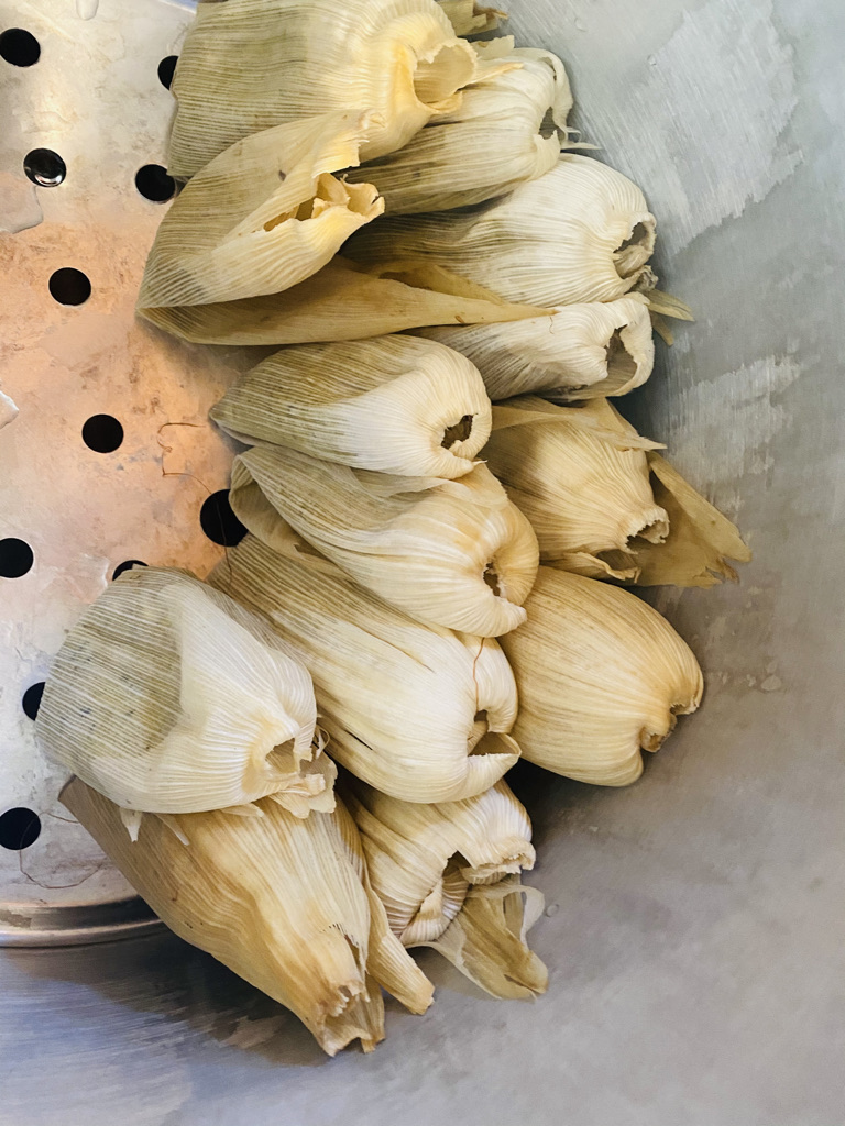 Corn tamales in the tamalera