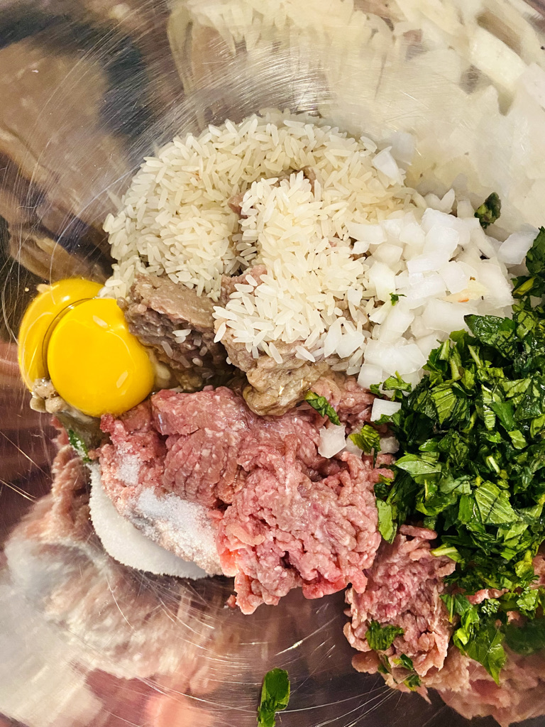 Mexican meatballs with mint ingredients