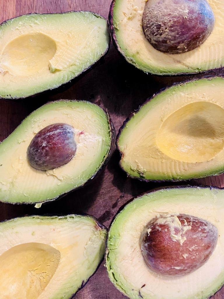 Avocados cut in half 