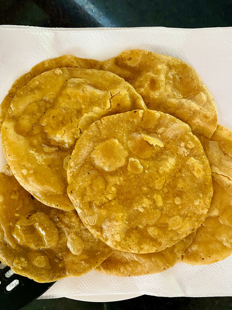 Whole fried tortillas