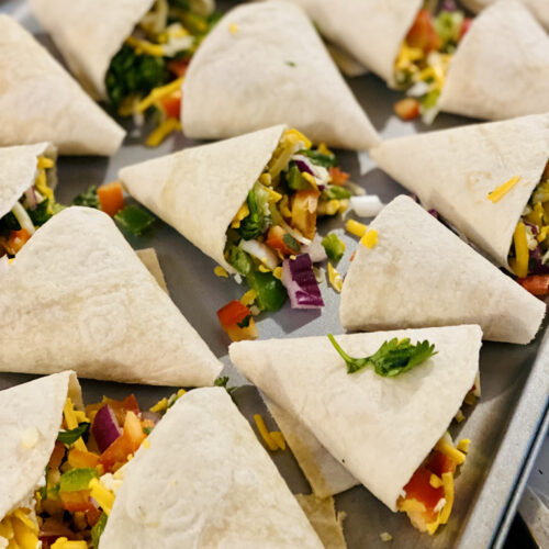 Goat cheese quesadillas ready for the oven