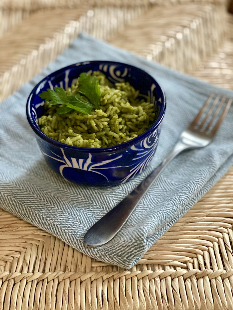 Bowl of Mexican green rice
