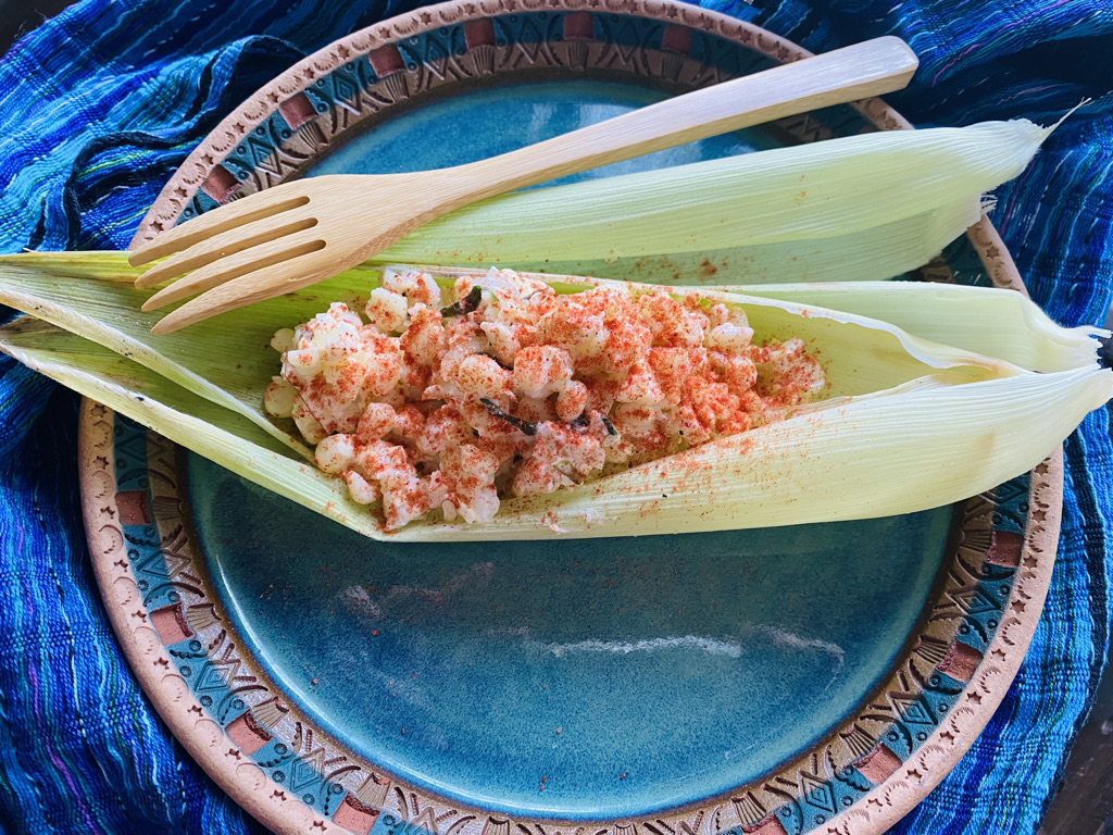 Mexican street corn in corn husks