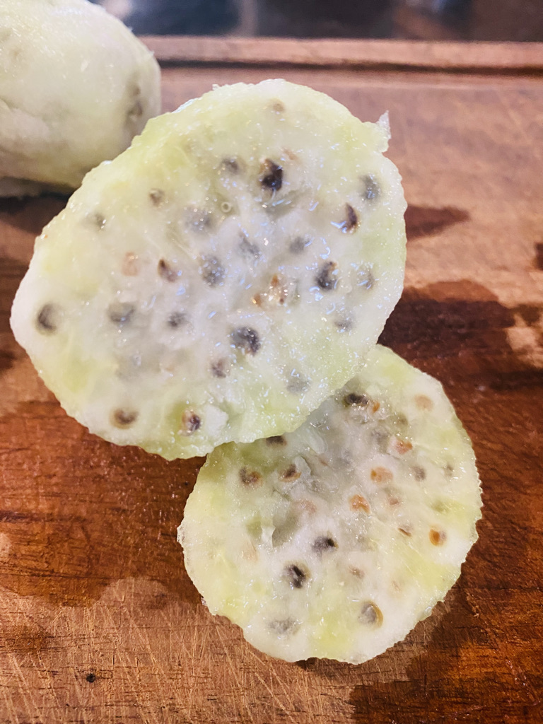 Cut prickly pear fruit
