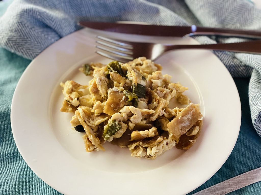 Migas with chile poblano