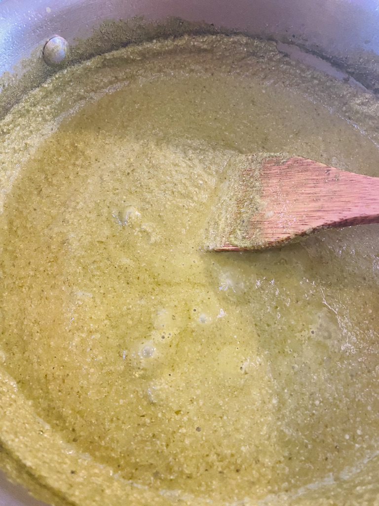 Mole verde sauce at the end of cooking