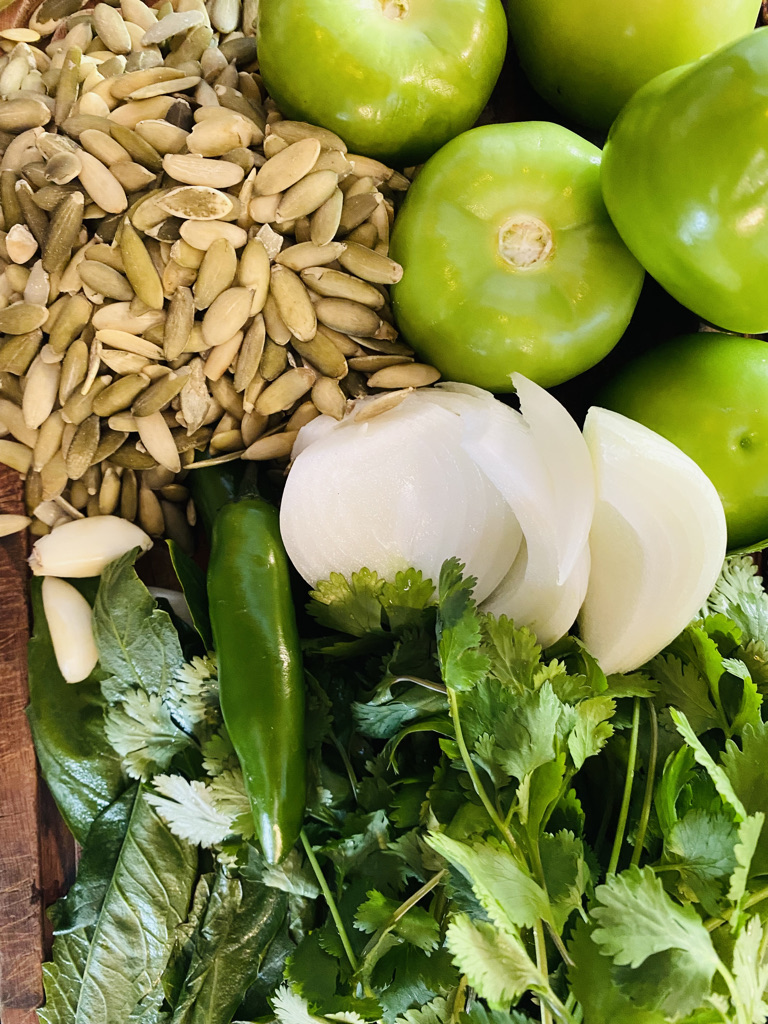 Raw ingredients for mole verde