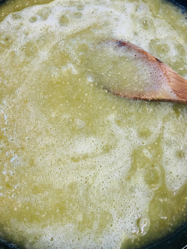 Salsa Verde for Tamales, beginning of cooking process