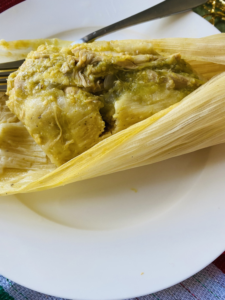 Close Up Tamal Verde with Chicken