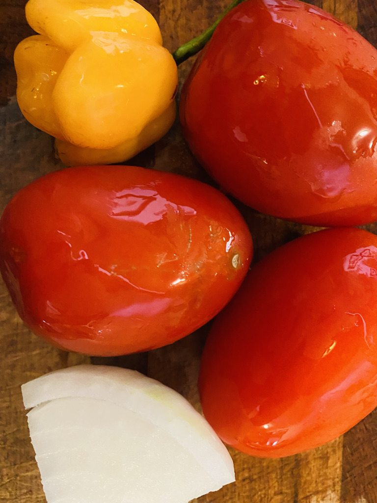 Tomato and habanero salsa ingredients