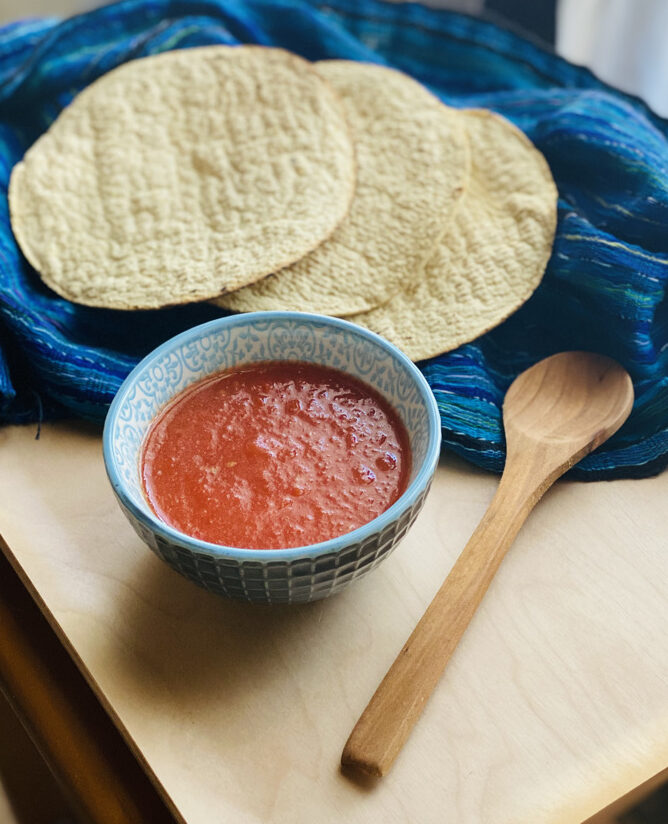Yucatán-style salsa with tostadas