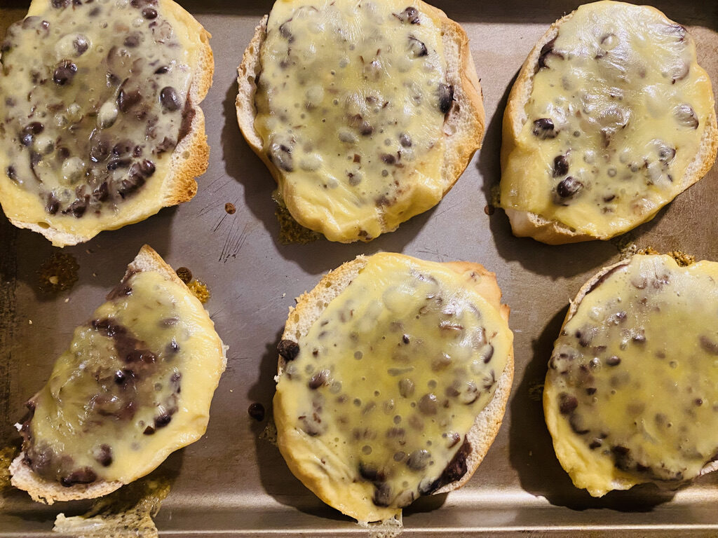 Mexican molletes just out of the oven