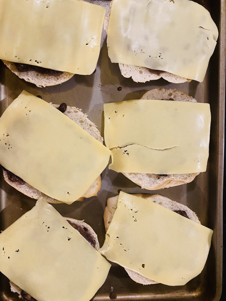 Mexican molletes ready for baking