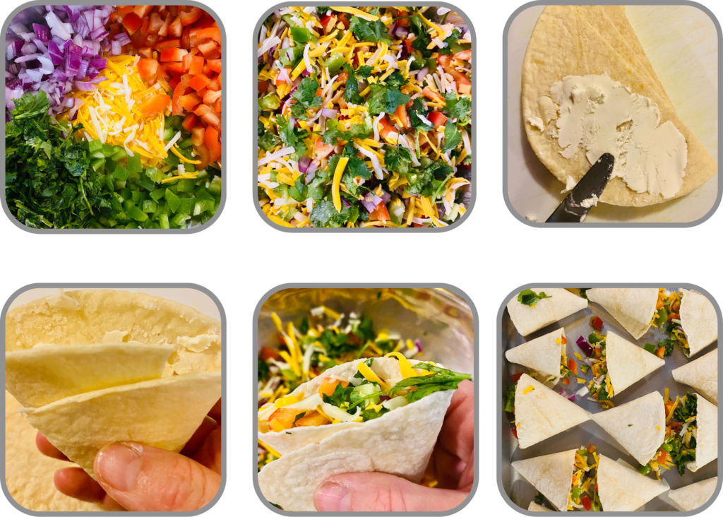 Mini goat cheese quesadilla assembly steps