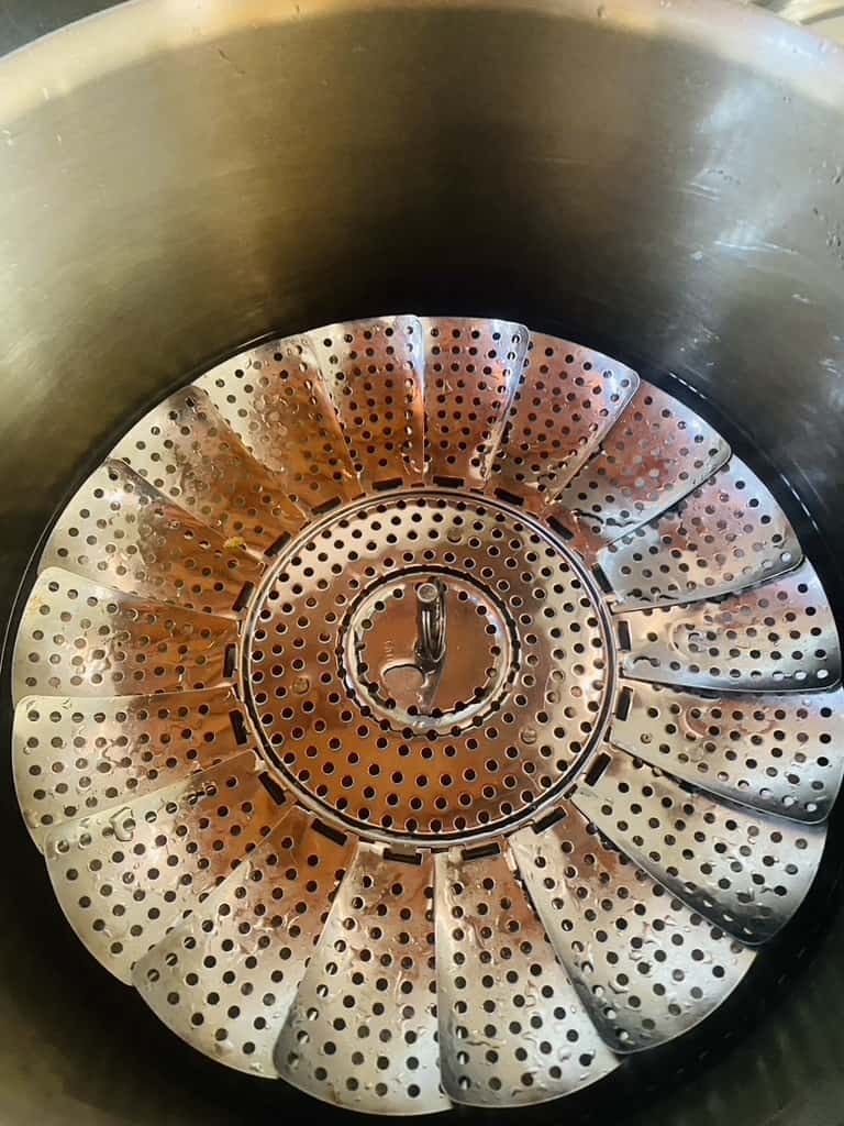 Pot set up for steaming tamales