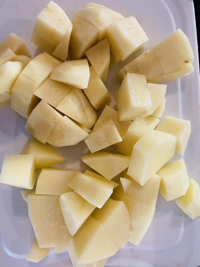 White potatoes cut into chunks