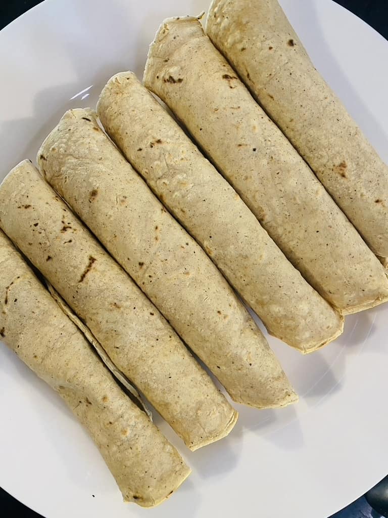 Rolled taquitos ready for frying