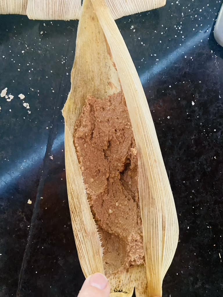 Chocolate masa in corn husk