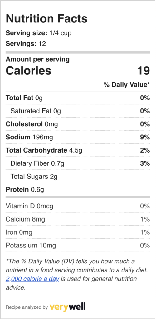 Nutrition label for red onion and habanero salsa