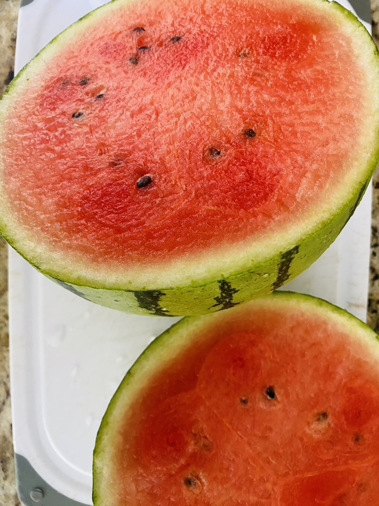 Personal sized watermelon cut in half