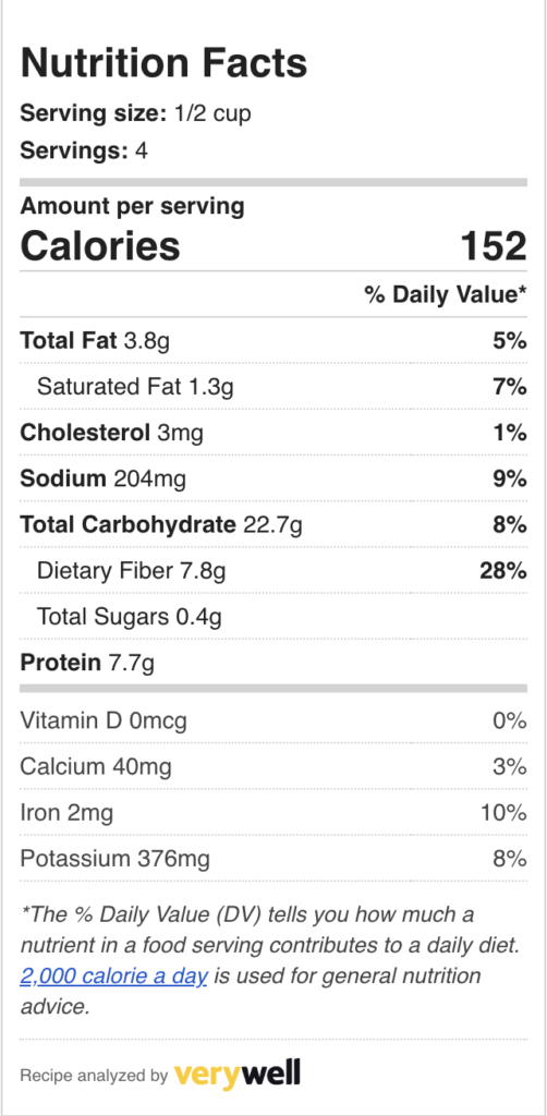 Refried beans nutrition label