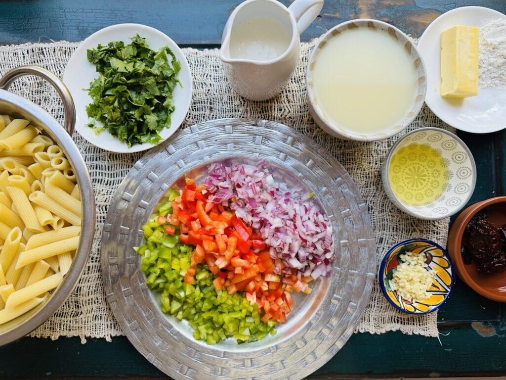 Ingredients for creamy chipotle pasta