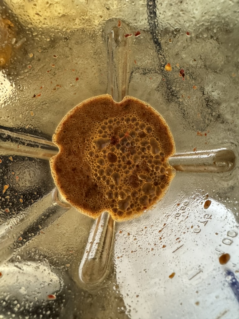 Blended chipotles and broth