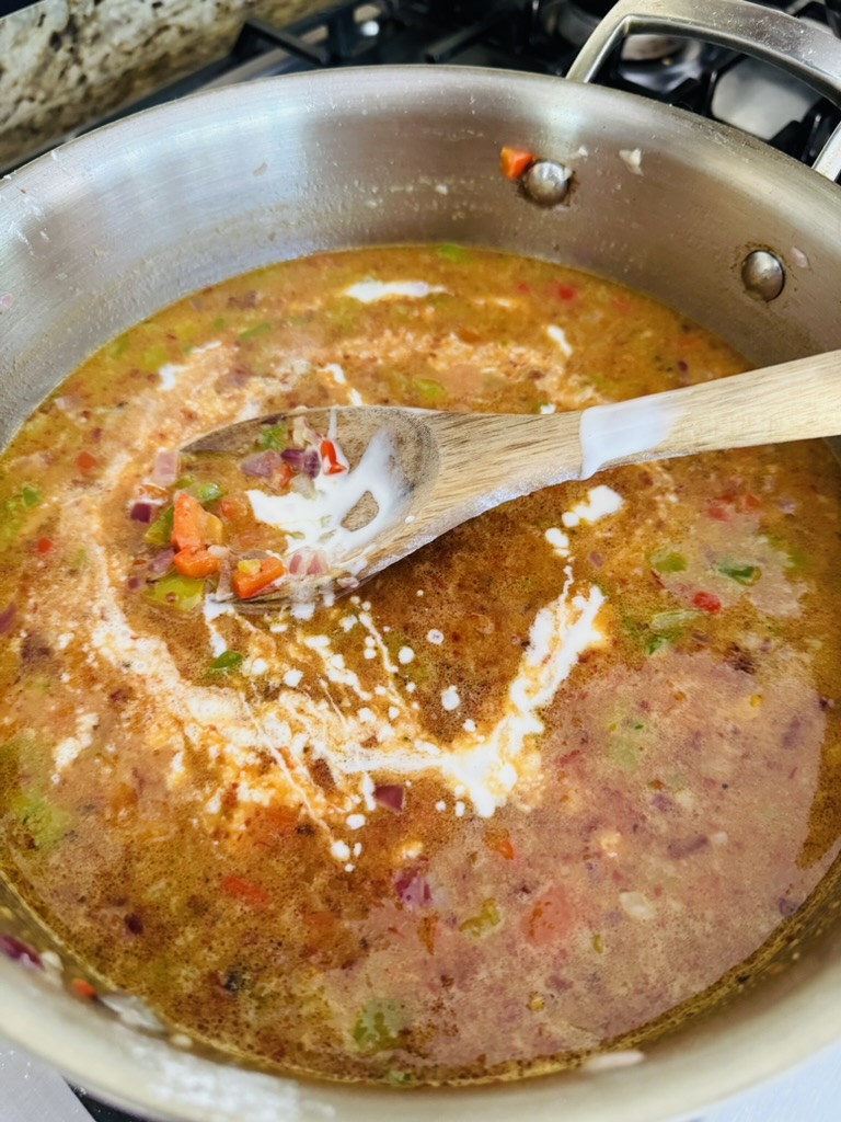 Heavy cream added to chipotle sauce